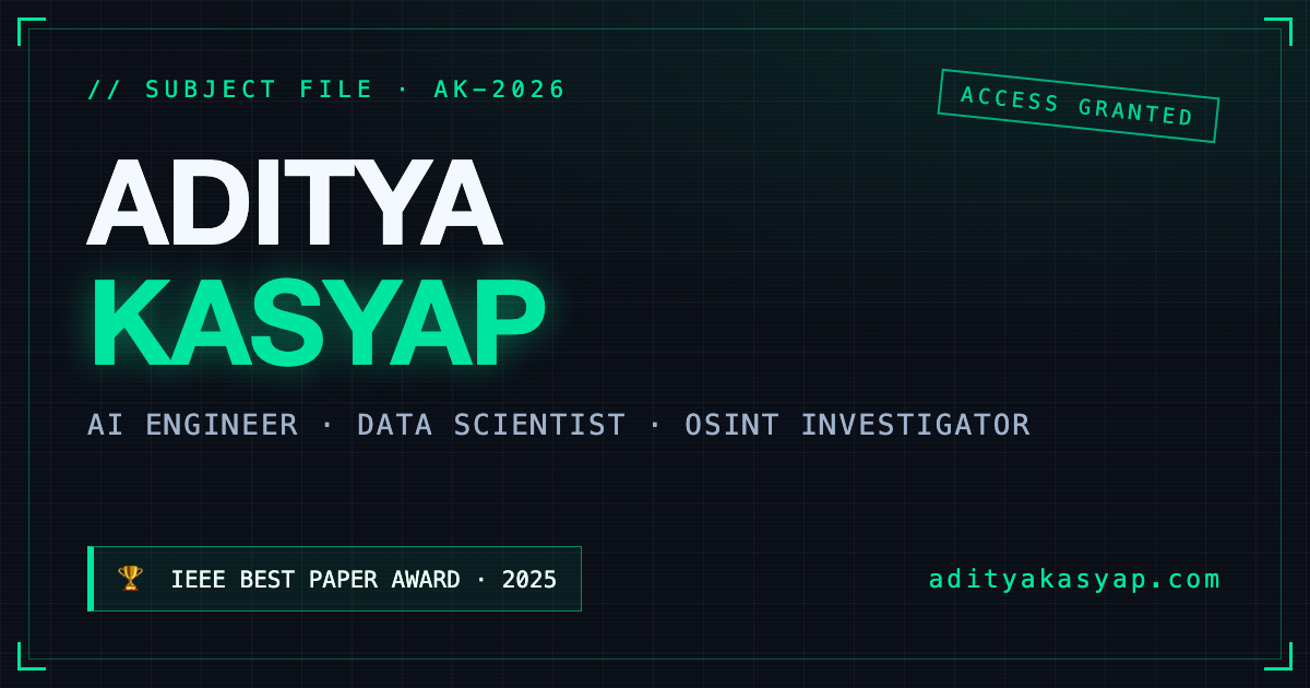 Aditya Kasyap — AI Engineer & Data Scientist | IEEE Best Paper Awardee ...